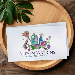 Cleaning Services - Colourful Floral Art Business Card