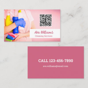 Cleaning Services Custom QR Code Business Card