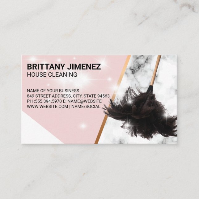 Cleaning Services | Feather Duster | Sparkles Business Card (Front)