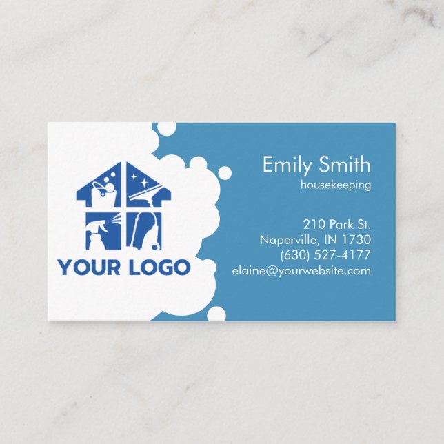 Cleaning Services Foam Custom Logo QR code  Busine Business Card (Front)