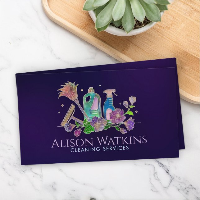 Cleaning Services - Golden Floral Art Business Card (Creator Uploaded)