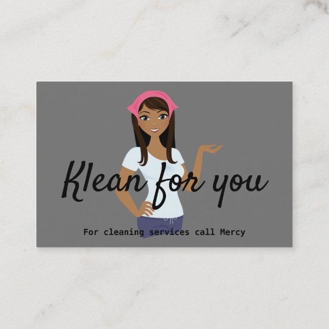 Cleaning Services Grey Pink Business Card (Back)