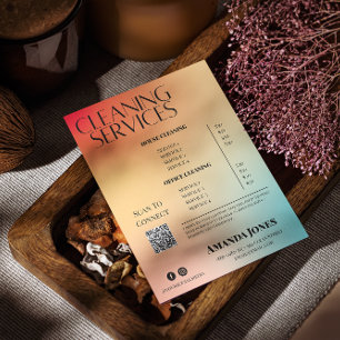 Cleaning Services Holographic Gradient Price List Flyer