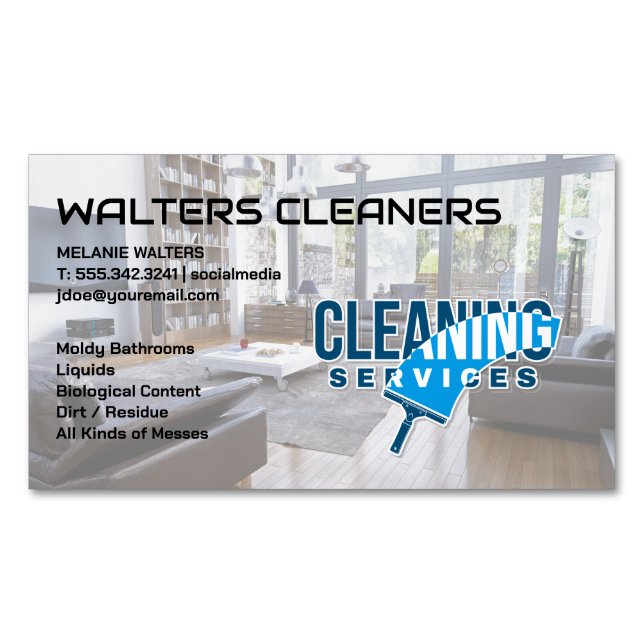 Cleaning Services | House Clean Magnetic Business Card (Front)