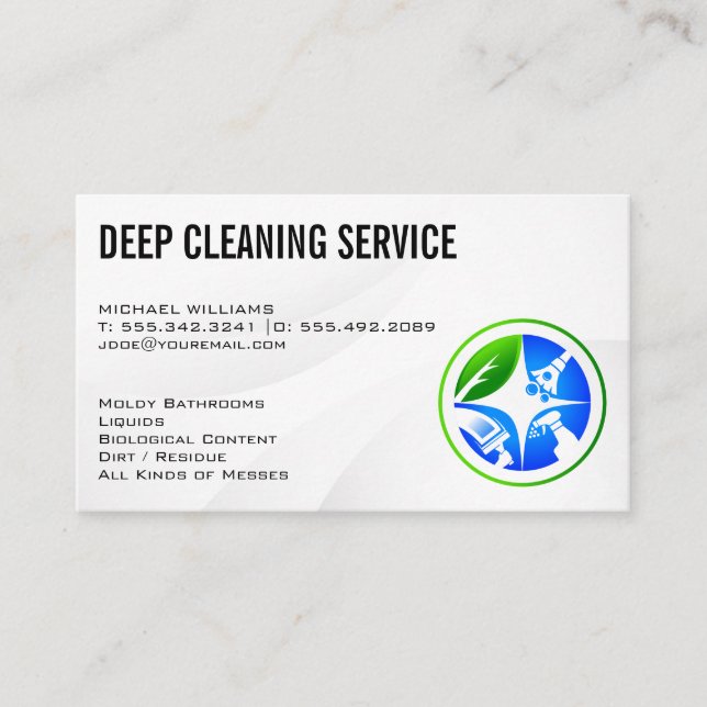 Cleaning Services | House Cleaner Icon Business Card (Front)