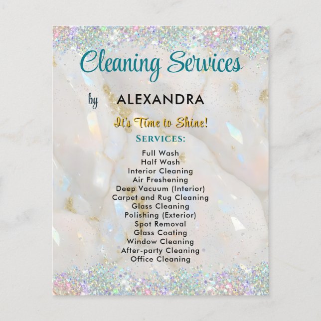 Cleaning Services House Keeping Glitter Opal Stone Flyer (Front)