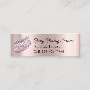 Cleaning Services Housekeeper Rose Gold Glitter Mini Business Card