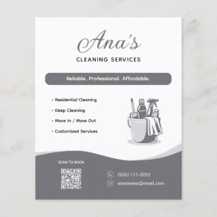 Cleaning Services Housekeeping Grey QR Code Flyer