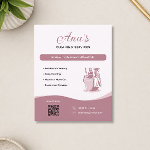 Cleaning Services Housekeeping Rose QR Code Flyer