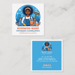 Cleaning Services Housekeeping Square Business Card