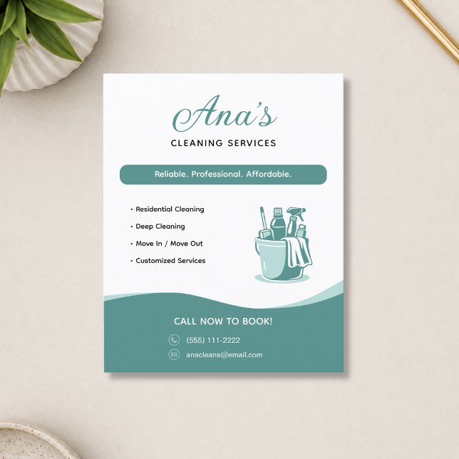 Cleaning Services Housekeeping Teal Promotional  Flyer (Cleaning Services Housekeeping Teal Promotional Flyer)
