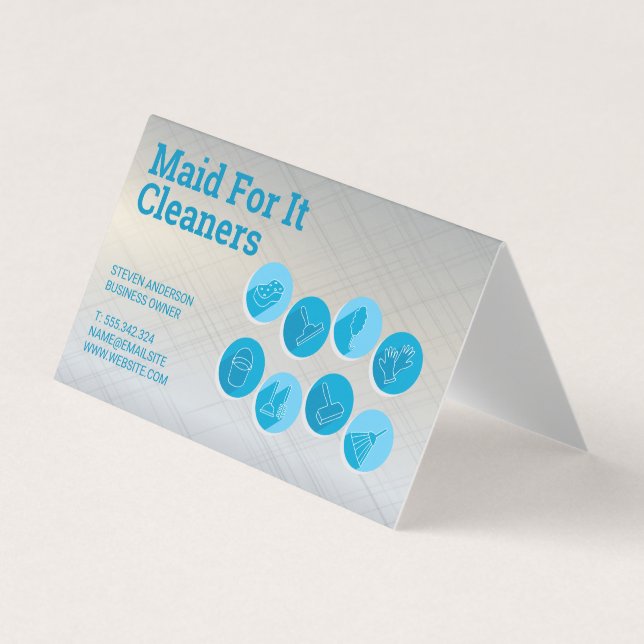 Cleaning Services Icons Business Card (Front)