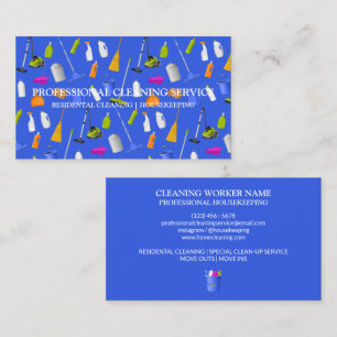 Cleaning Services Icons Cute blue Business Card