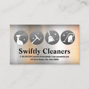 Cleaning Services Icons   Home   Metal Background Business Card