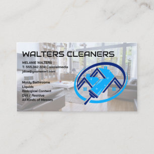 Cleaning Services Logo Living Room Maid Business Card