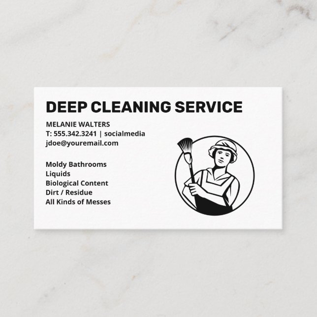 Cleaning Services Logo | Maid Cleaning Business Card (Front)