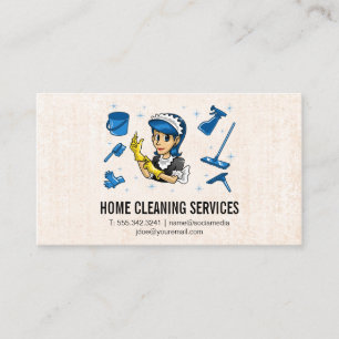 Cleaning Services Maid and Cleaning Products Business Card