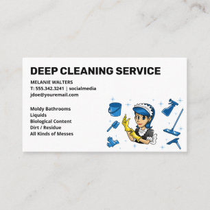 Cleaning Services Maid and Cleaning Tools Business Card