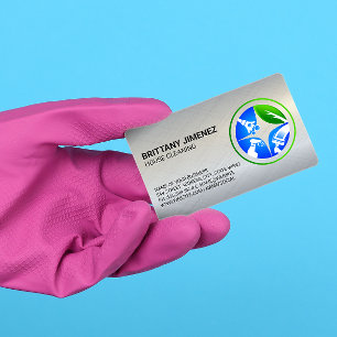 Cleaning Services   Maid Dusting Logo Business Card