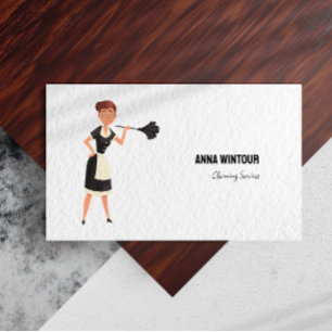 Cleaning Services Maid Illustration Minimalist Business Card