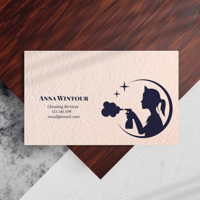 Cleaning Services Maid Pink Qr Code Business Card (Cleaning Services Maid Pink Qr Code Business Card)