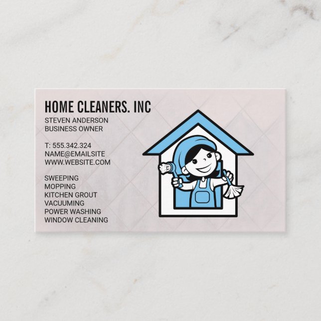 Cleaning Services | Maid Service Icon Logo Business Card (Front)