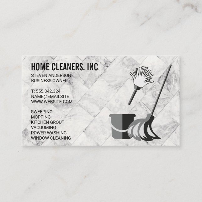 Cleaning Services | Maid Service | Marble Tiles Business Card (Front)