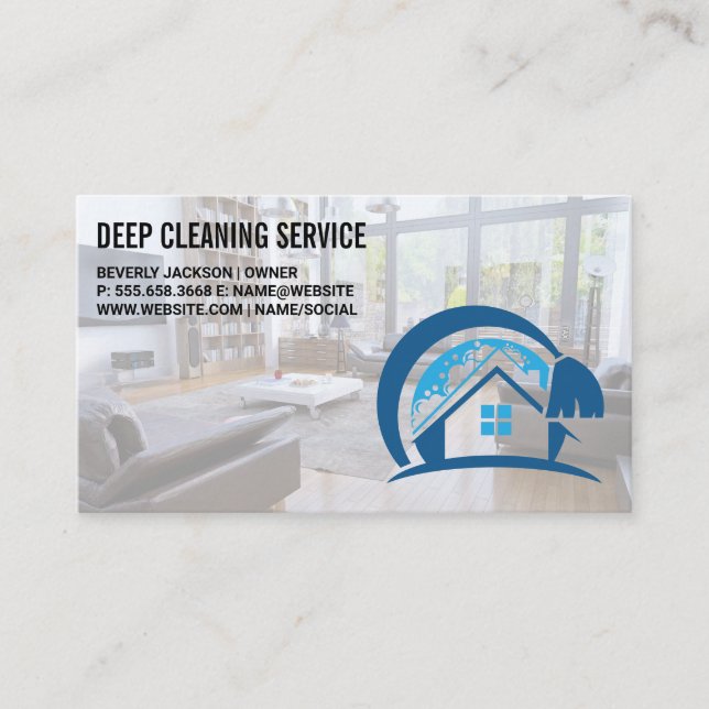 Cleaning Services | Modern House Clean Logo Business Card (Front)