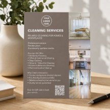 Cleaning Services Modern Taupe Photo Logo QR