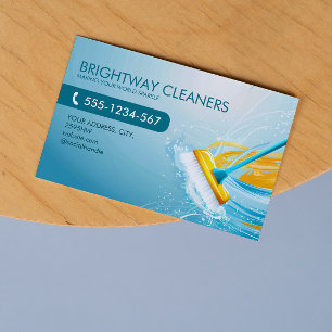 Cleaning Services Professional  Blue Broom QR  Business Card