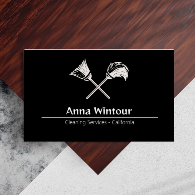 Cleaning Services Qr Code Black And White Business Card (Cleaning Services Qr Code Black And White Business Card)
