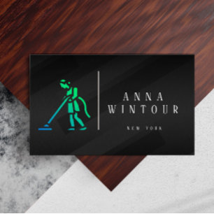 Cleaning Services Qr Code Modern Black Business Card