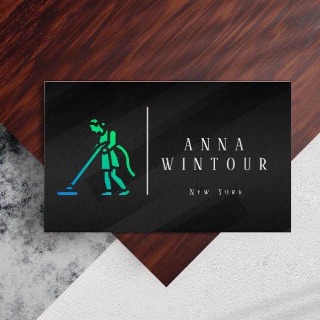 Cleaning Services Qr Code Modern Black Business Card (Cleaning Services Qr Code Modern Black Business Card)
