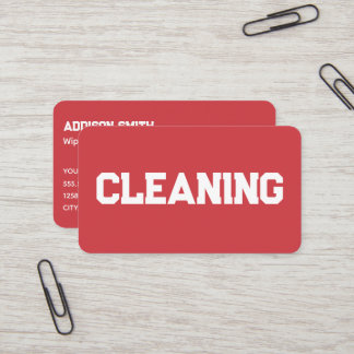 Cleaning Services QR Red Business Card