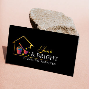 Cleaning Services Scan To Connect Black Business Card