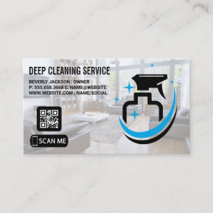 Cleaning Services Spray Bottle QR Code Business Card