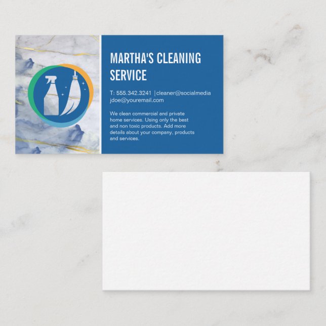 Cleaning Services | Spray Broom Logo Business Card (Front/Back)