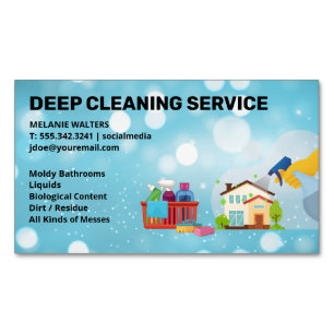 Cleaning Services Spraying Maid Cleaner Magnetic Business Card