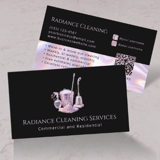 Cleaning Services Supplies Modern QR Code Business Card