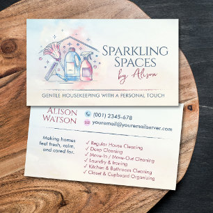 Cleaning Services - Watercolor style design Busine Business Card
