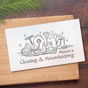 Cleaning Services - Watercolor style design Busine Business Card