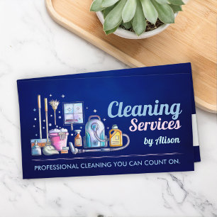 Cleaning Services - Watercolor style design Business Card