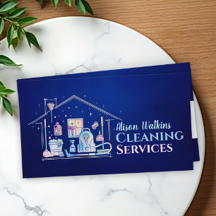 Cleaning Services - Watercolor style design Business Card