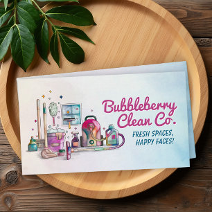 Cleaning Services - Watercolor style design Business Card