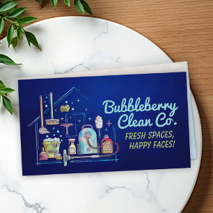 Cleaning Services - Watercolor style design Business Card