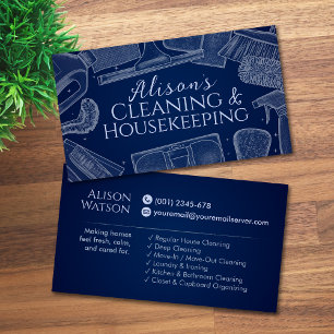Cleaning Services - White Chalk drawing  Business Card