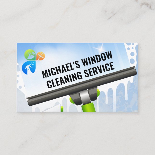 Cleaning Services | Window Clean Squeegee Business Card (Front)