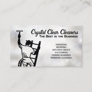 Cleaning Services   Window Cleaner on Ladder Business Card