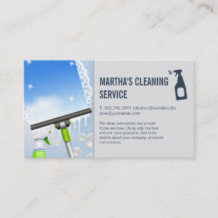 Cleaning Services Window Squeegee and Soap Business Card