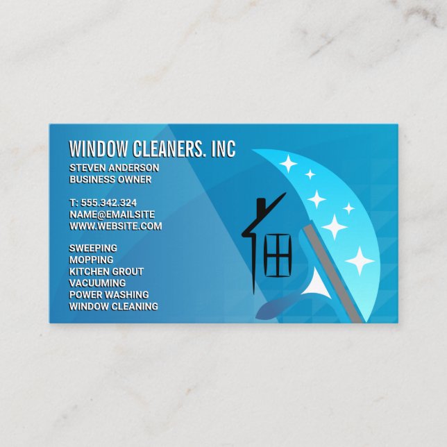 Cleaning Services | Window Squeegee Logo Business Card (Front)